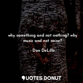 why something and not nothing? why music and not noise?