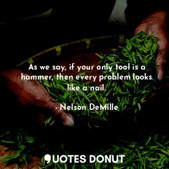 As we say, if your only tool is a hammer, then every problem looks like a nail.