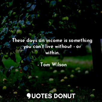 These days an income is something you can&#39;t live without - or within.