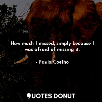  How much I missed, simply because I was afraid of missing it.... - Paulo Coelho - Quotes Donut