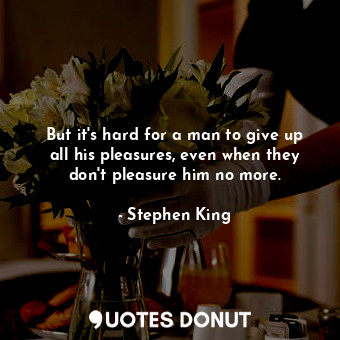  But it's hard for a man to give up all his pleasures, even when they don't pleas... - Stephen King - Quotes Donut