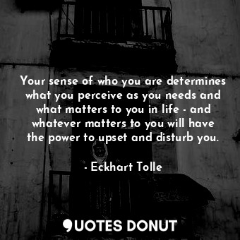 Your sense of who you are determines what you perceive as you needs and what matters to you in life - and whatever matters to you will have the power to upset and disturb you.