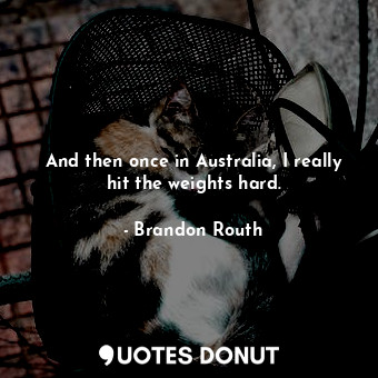  And then once in Australia, I really hit the weights hard.... - Brandon Routh - Quotes Donut