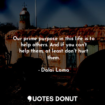 Our prime purpose in this life is to help others. And if you can&#39;t help them, at least don&#39;t hurt them.