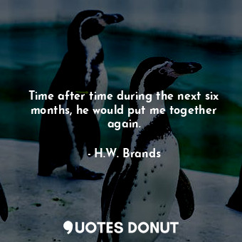  Time after time during the next six months, he would put me together again.... - H.W. Brands - Quotes Donut