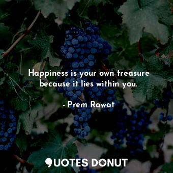 Happiness is your own treasure because it lies within you.