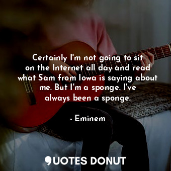  Certainly I&#39;m not going to sit on the Internet all day and read what Sam fro... - Eminem - Quotes Donut