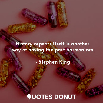  History repeats itself is another way of saying the past harmonizes.... - Stephen King - Quotes Donut