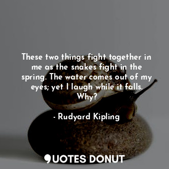 These two things fight together in me as the snakes fight in the spring. The water comes out of my eyes; yet I laugh while it falls. Why?