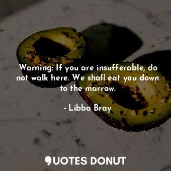  Warning: If you are insufferable, do not walk here. We shall eat you down to the... - Libba Bray - Quotes Donut