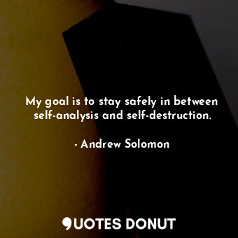  My goal is to stay safely in between self-analysis and self-destruction.... - Andrew Solomon - Quotes Donut