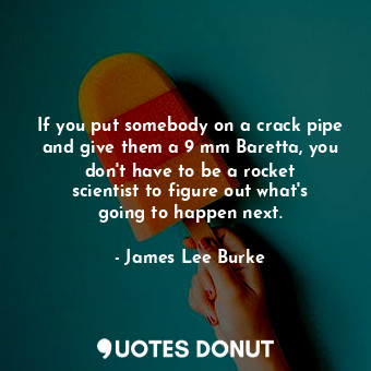 If you put somebody on a crack pipe and give them a 9 mm Baretta, you don&#39;t have to be a rocket scientist to figure out what&#39;s going to happen next.