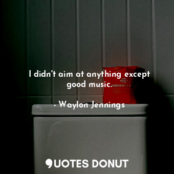  I didn&#39;t aim at anything except good music.... - Waylon Jennings - Quotes Donut
