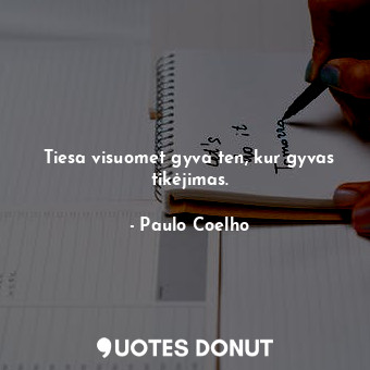  Tiesa visuomet gyva ten, kur gyvas tikėjimas.... - Paulo Coelho - Quotes Donut