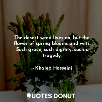  The desert weed lives on, but the flower of spring blooms and wilts. Such grace,... - Khaled Hosseini - Quotes Donut