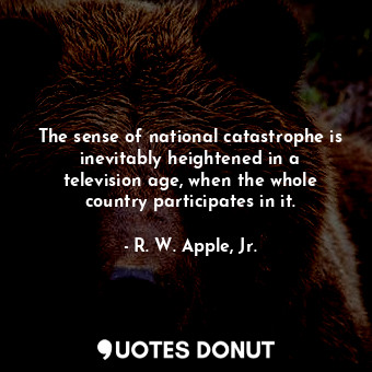  The sense of national catastrophe is inevitably heightened in a television age, ... - R. W. Apple, Jr. - Quotes Donut