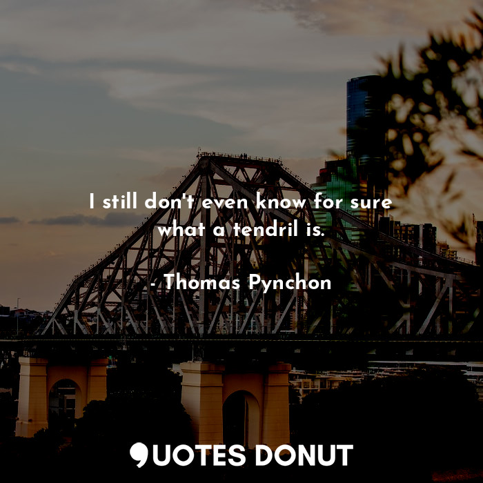  I still don't even know for sure what a tendril is.... - Thomas Pynchon - Quotes Donut
