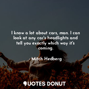 I know a lot about cars, man. I can look at any car&#39;s headlights and tell yo... - Mitch Hedberg - Quotes Donut