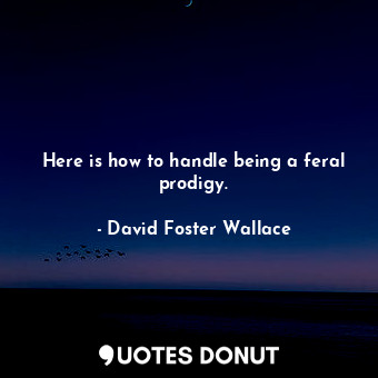  Here is how to handle being a feral prodigy.... - David Foster Wallace - Quotes Donut