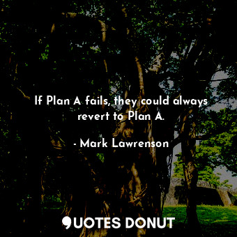 If Plan A fails, they could always revert to Plan A.