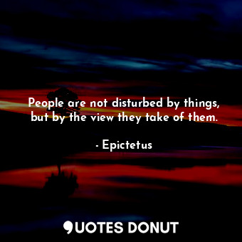 People are not disturbed by things, but by the view they take of them.