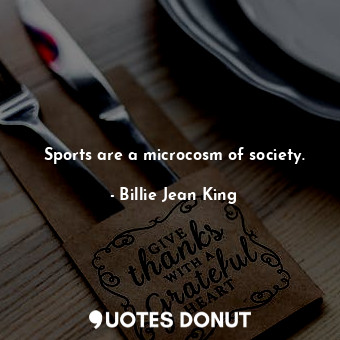 Sports are a microcosm of society.