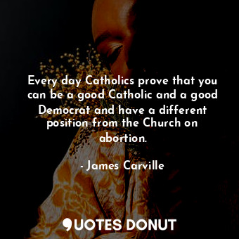 Every day Catholics prove that you can be a good Catholic and a good Democrat and have a different position from the Church on abortion.