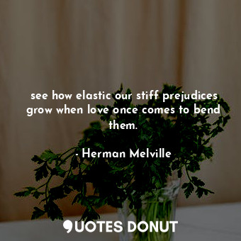  see how elastic our stiff prejudices grow when love once comes to bend them.... - Herman Melville - Quotes Donut