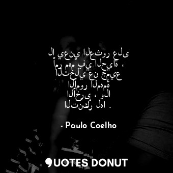  لا يعني العثور على أمر مهمّ في الحياة ، التخلّي عن جميع الأمور المهمّة الأخرى ، ... - Paulo Coelho - Quotes Donut