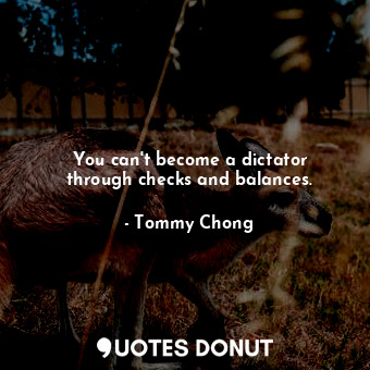  You can&#39;t become a dictator through checks and balances.... - Tommy Chong - Quotes Donut