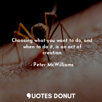 Choosing what you want to do, and when to do it, is an act of creation.