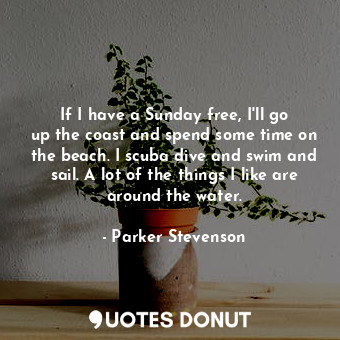  If I have a Sunday free, I&#39;ll go up the coast and spend some time on the bea... - Parker Stevenson - Quotes Donut