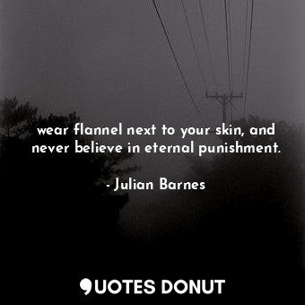  wear flannel next to your skin, and never believe in eternal punishment.... - Julian Barnes - Quotes Donut