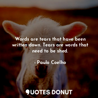 Words are tears that have been written down. Tears are words that need to be shed.