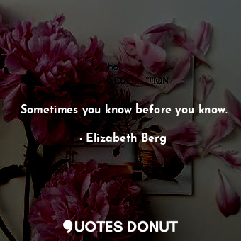  Sometimes you know before you know.... - Elizabeth Berg - Quotes Donut