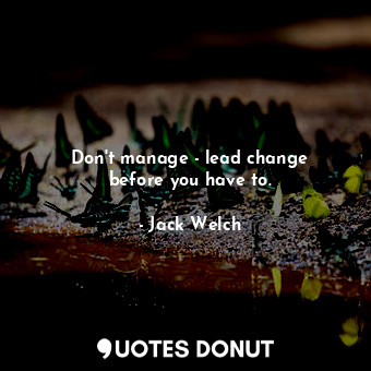  Don&#39;t manage - lead change before you have to.... - Jack Welch - Quotes Donut