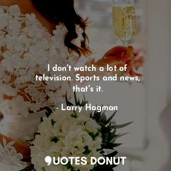 I don&#39;t watch a lot of television. Sports and news, that&#39;s it.