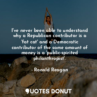 I've never been able to understand why a Republican contributor is a 'fat cat' and a Democratic contributor of the same amount of money is a 'public-spirited philanthropist'.