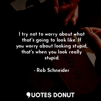  I try not to worry about what that&#39;s going to look like. If you worry about ... - Rob Schneider - Quotes Donut