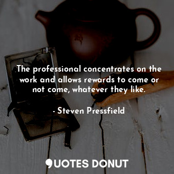  The professional concentrates on the work and allows rewards to come or not come... - Steven Pressfield - Quotes Donut