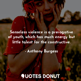  Senseless violence is a prerogative of youth, which has much energy but little t... - Anthony Burgess - Quotes Donut