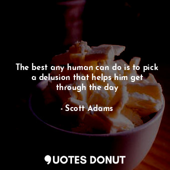  The best any human can do is to pick a delusion that helps him get through the d... - Scott Adams - Quotes Donut