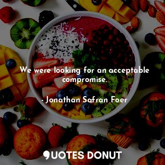  We were looking for an acceptable compromise.... - Jonathan Safran Foer - Quotes Donut