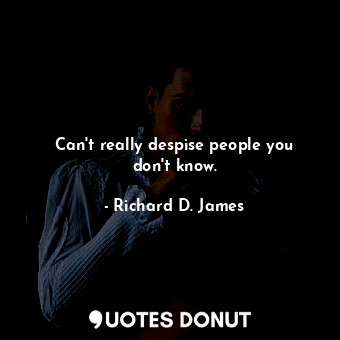  Can&#39;t really despise people you don&#39;t know.... - Richard D. James - Quotes Donut