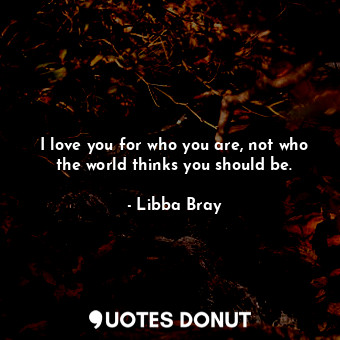  I love you for who you are, not who the world thinks you should be.... - Libba Bray - Quotes Donut