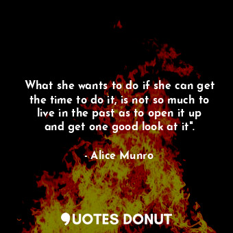  What she wants to do if she can get the time to do it, is not so much to live in... - Alice Munro - Quotes Donut