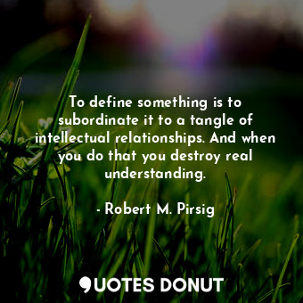 To define something is to subordinate it to a tangle of intellectual relationships. And when you do that you destroy real understanding.