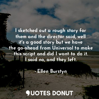  I sketched out a rough story for them and the director said, well it&#39;s a goo... - Ellen Burstyn - Quotes Donut