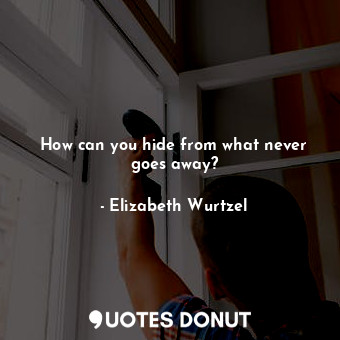  How can you hide from what never goes away?... - Elizabeth Wurtzel - Quotes Donut
