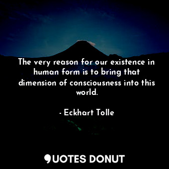 The very reason for our existence in human form is to bring that dimension of consciousness into this world.